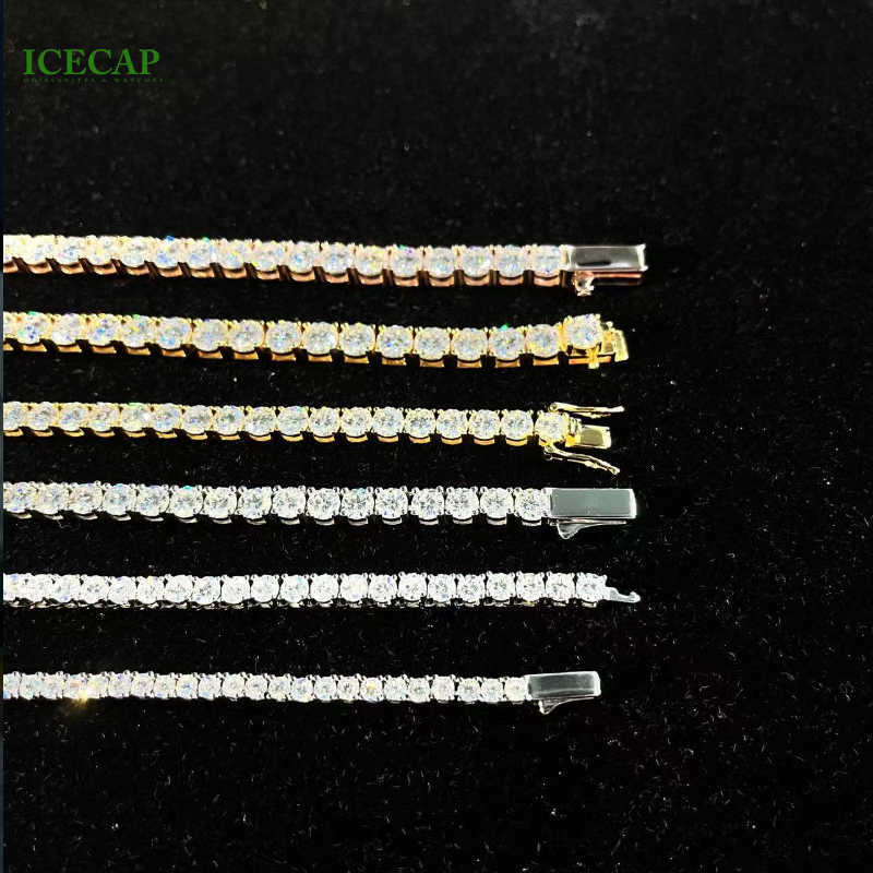 Custom VVS Moissanite 3mm 4mm 5mm 6mm Tennis Chain Necklace Bracelet 925 Sterling Silver Tennis Chain Hip Hop Jewelry For Women