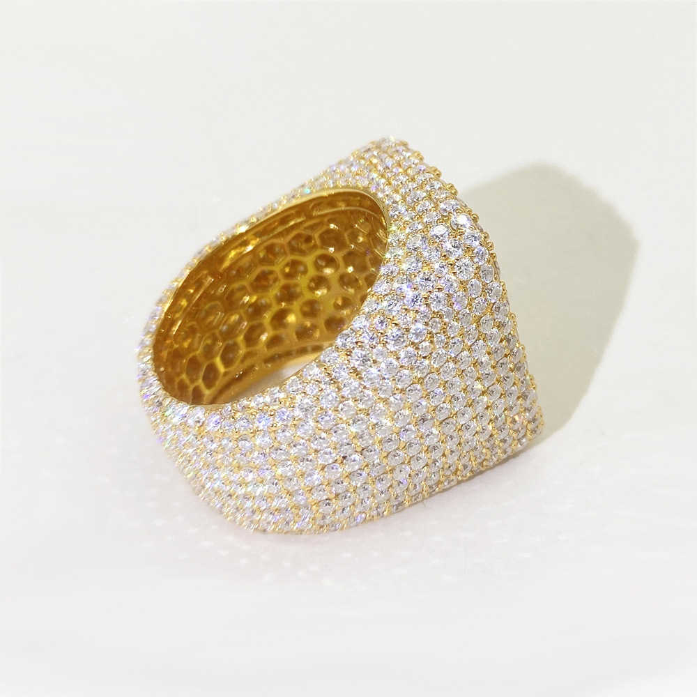 Hip hop diamond 925 silver set D-COLOR VVS Mohsen ring mens and womens rings ins fashion trend diamond