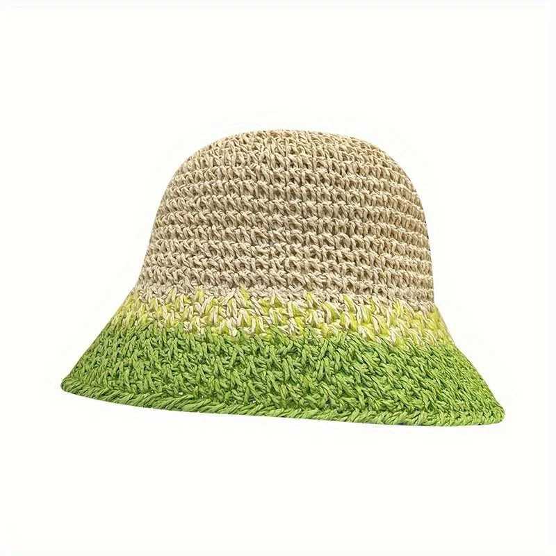 1 piece of womens straw hat foldable beach hat wide brown soft wooden bucket hat W250217
