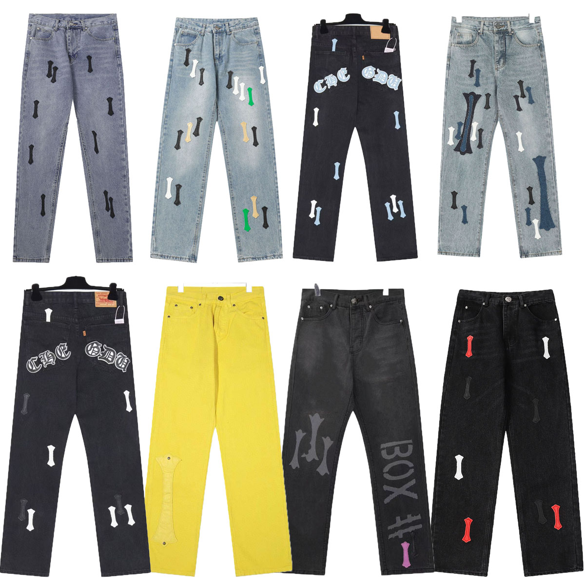 Men's Jeans designer Cross sticker embroidered washed couples loose fit denim Hip hop American street Y2K jeans for mens