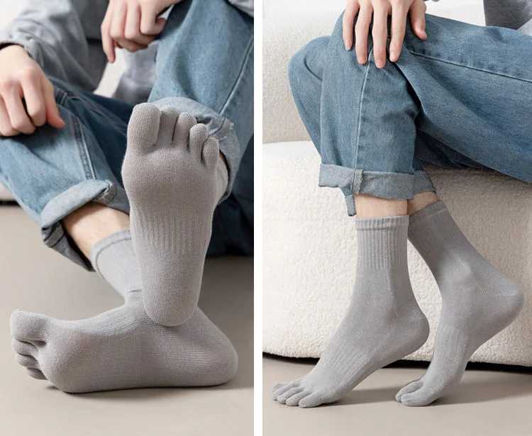 Five Finger Socks Split Toe Mens Mid tube Toe Socks Sweat-absorbing Five Finger Breathable Business Cotton Socks Office Socks W250217