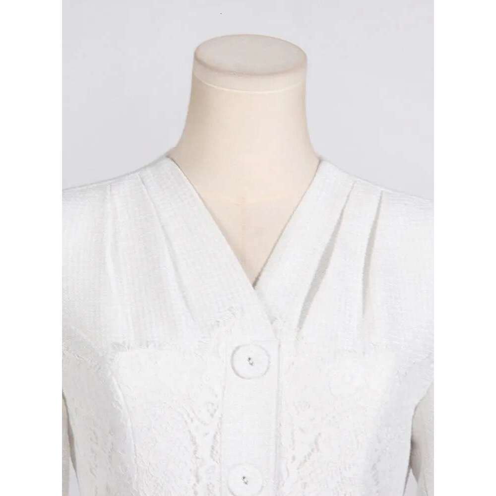 Solid Patchwork Belt Elegant Dress For Women V Neck Long Sleeve High Waist Spliced Button Temperament Dresses Female New