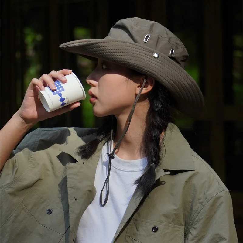 Summer Hats For Men Bucket Hat Fisherman Cap Fishing Hat Outdoor Sunshade Big Brim Sunscreen Riding Hiking Sunscreen Sunhat W250217