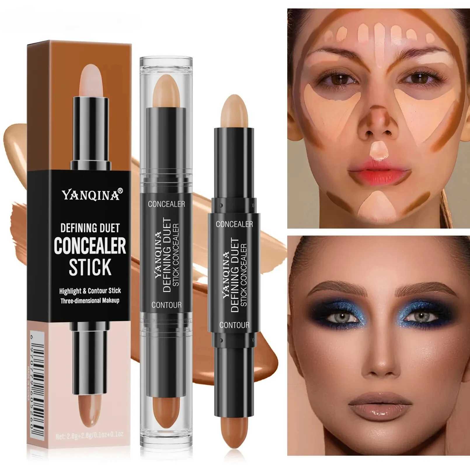 Double Head Contour Face Foundation Concealer Pen Long Lasting Dark Circles Corrector Contour Concealers Stick Cosmetic MakeupXJ250217