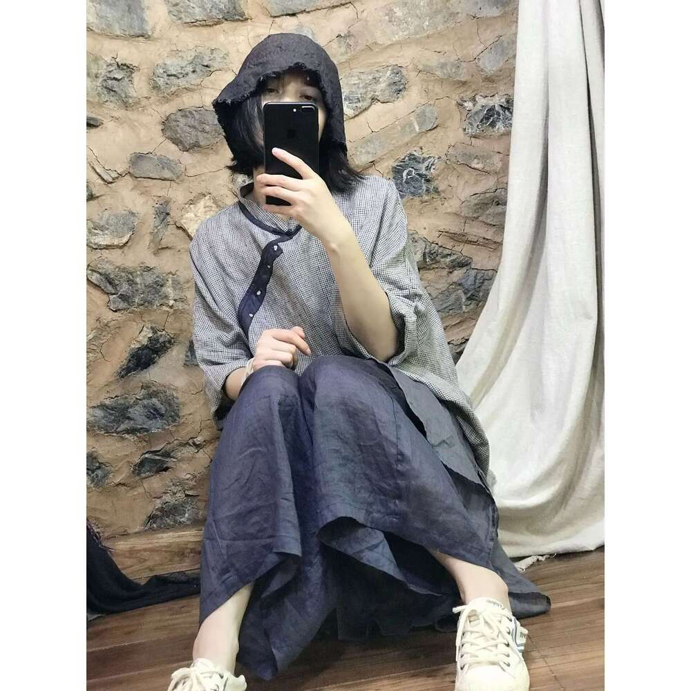 Women Solid Color Patchwork Ramie Pants Ladies Loose Summer Wide Leg Trousers Female 2025