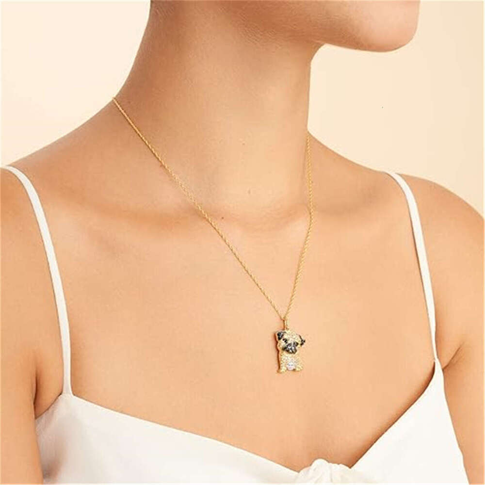 Temu Hot Selg Cute Shy Haba Dog Pendant Exquisite Environmental Protection Zinc Alloy Die Casting Necklace