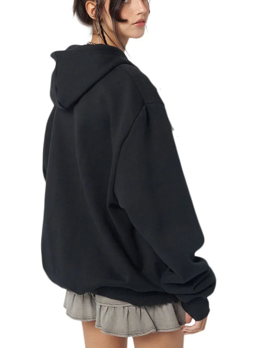 Halloween Women Spring Autumn Casual Hooded Coat Long Sleeve Skull Print Zipper Hoodie Grunge Top Gothic Sweatshirt 250213