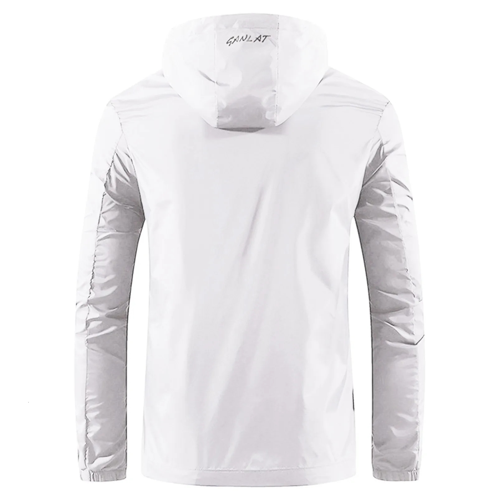 Mens Spring Fall Sunscreen Ice Silk Casual Jacket Long Sleeved Zipper Hooded Solid Color Outwears Lightweight Raincoat 250214