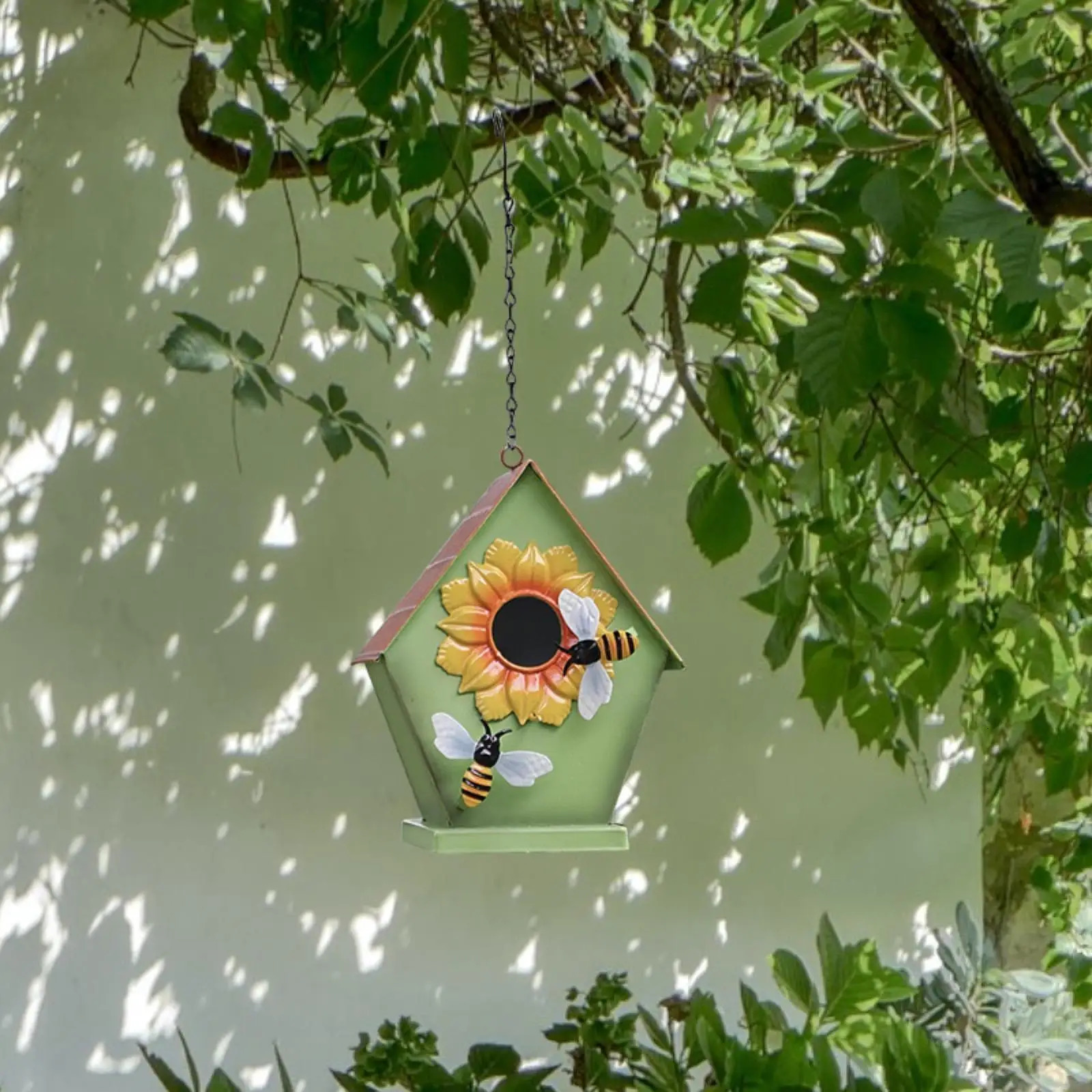 Metal Bird Nest Hanging Hut Birdhouse Patio Parakeets Yard Hummingbird House 250206