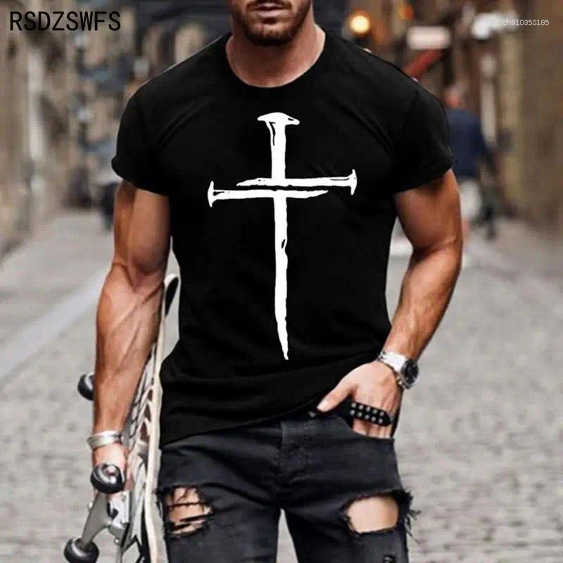 Men's T Shirts Fashion Jesus Christ Cross 3D Print Men T-Shirt Summer Casual All-match O-Neck Short-sleeved Oversized Shirt Streetwear Tops