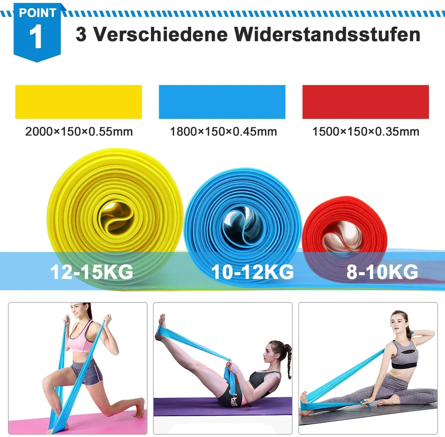 Elastic Fitness Bands 3Pcs Resistance Tapes Yoga Pilates Crossfit Stretching Muscular Work Out Equipment 250213