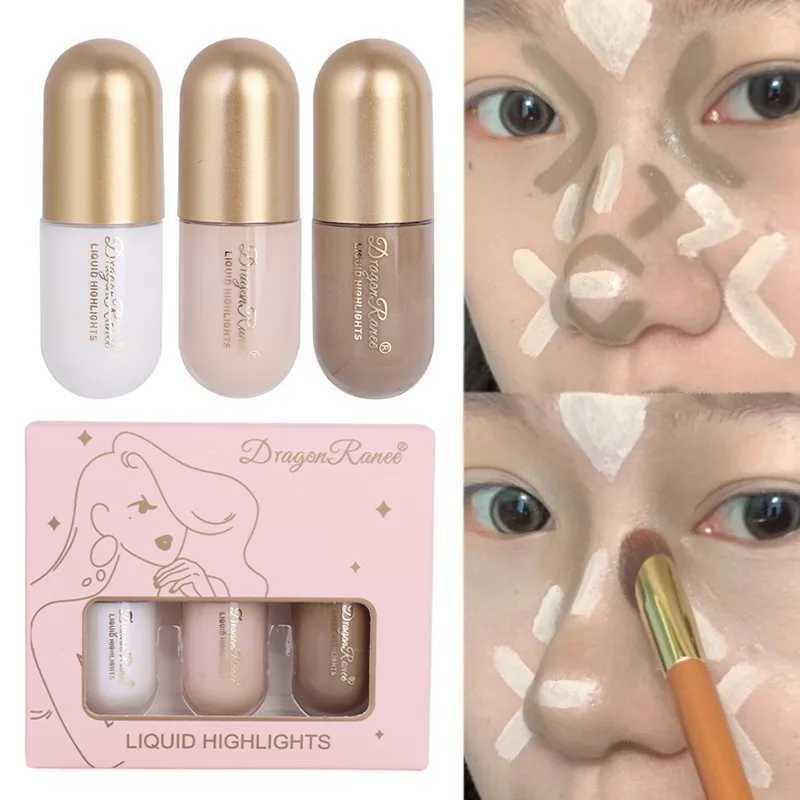 3Pc/set Matte Contouring Bronzer Stick Liquid High Gloss Brown Nose Shadow Cream Cover Dark Circles Concealer Highlighter MakeupXJ250217