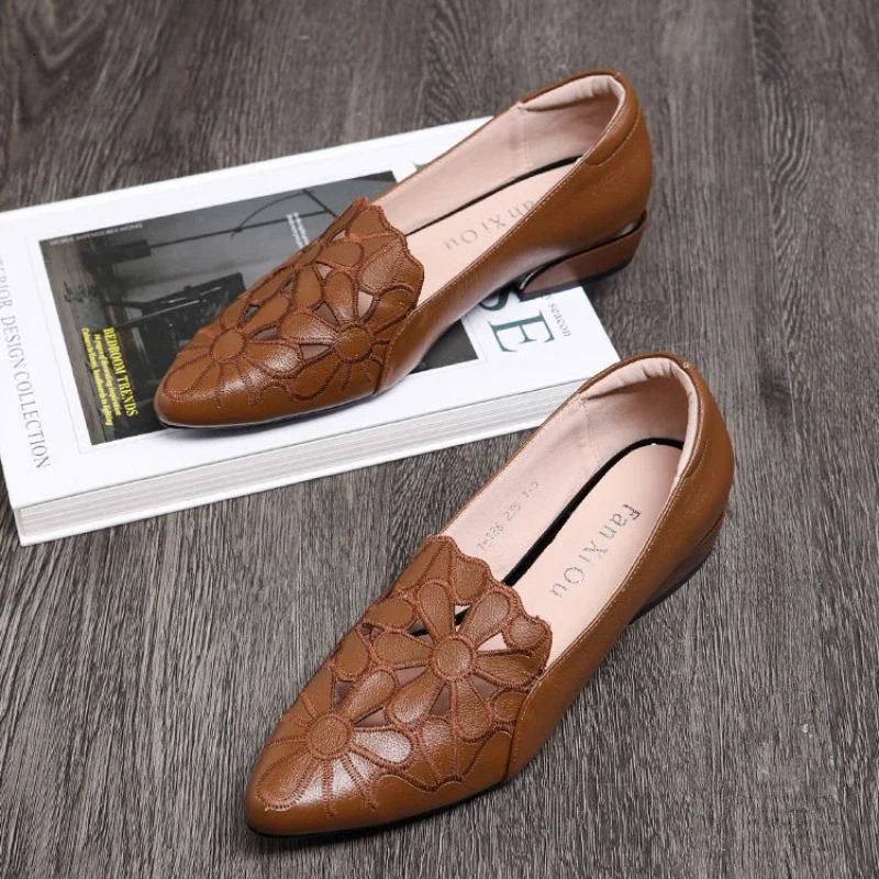 Mid Heel Casual Shoes for Women Heels Wedding Hollow Out Black Square Heel Formal Shoes Work Lady Fall Zapatilla Mujer 250214