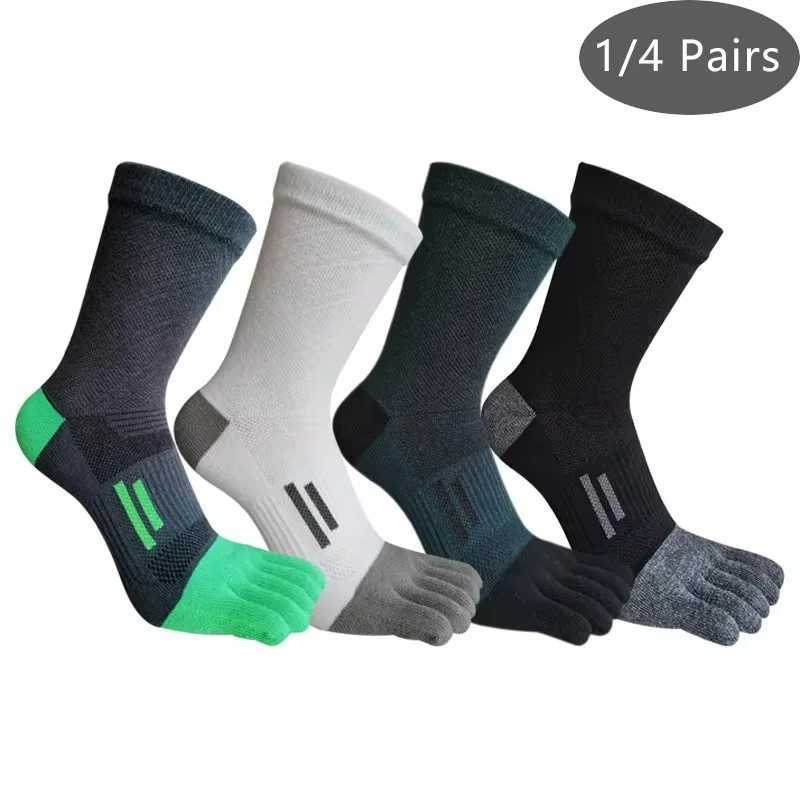 /4 Pairs Toe Short Socks Sport Man Compression Cotton Sweat-Absorbing Young Casual Anti-Bacterial Breathable 5 Finger Socks W250217