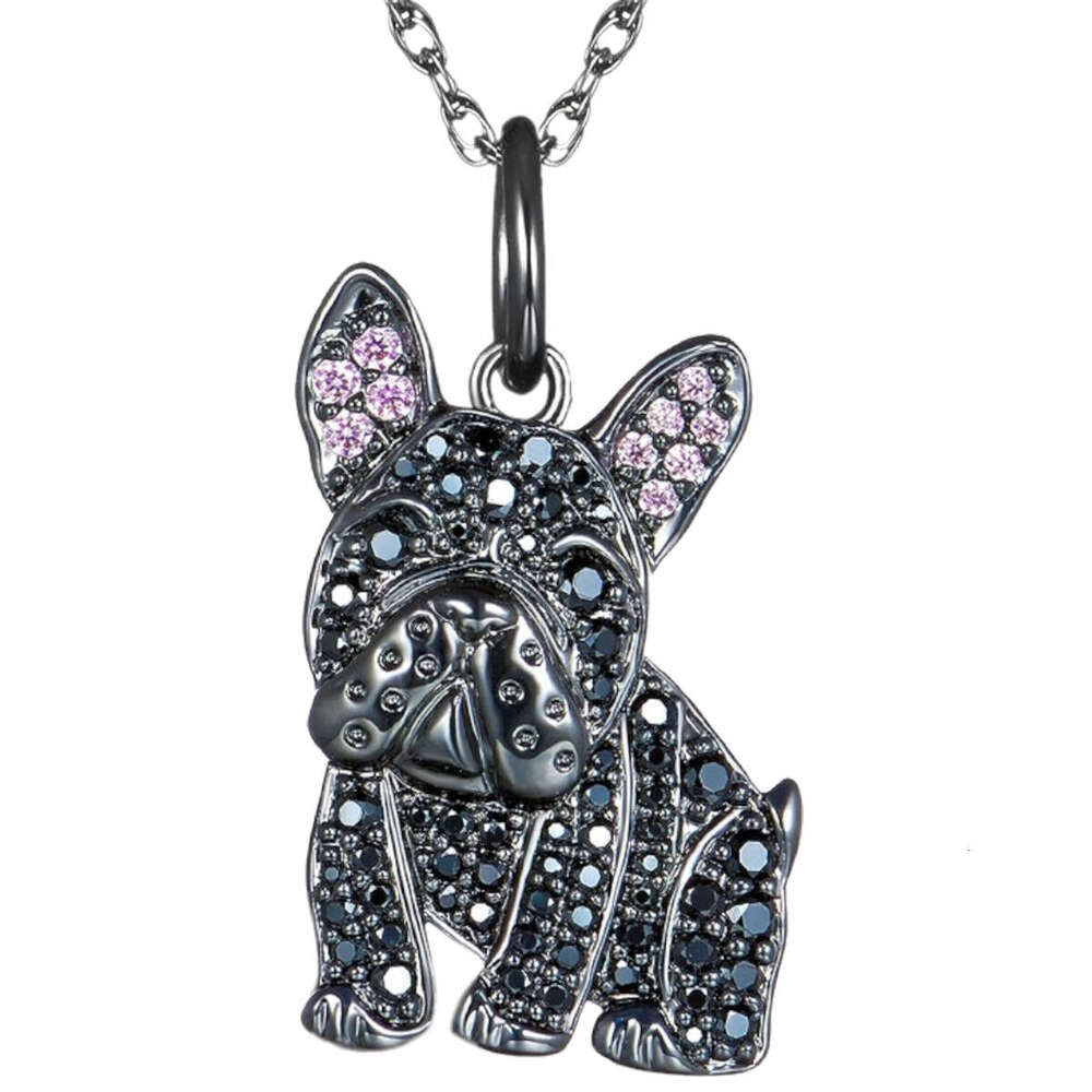 Temu Hot Selg Black French Bulldog Pendant Exquisite and Environmentally Friendly Zinc Alloy Die Cast Necklace