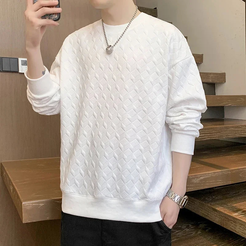 Spring Long Sleeved Tshirt Men Sweatshirt Korean Underlay Shirt for Mens Round Neck Pullover Hoodies Hoodie 250214