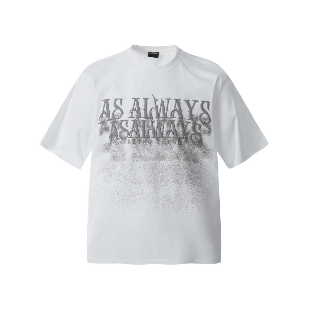 F6610 American Street 2025 Summer Edition Foam Design Men's Loose Premium Round Neck Short Sleeve T-shirt