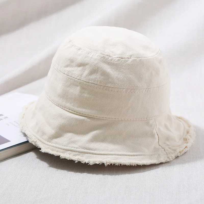 New Summer Women Denim Bucket Hat Vintage Washed Floppy Cap Wide Brim Foldable Fisherman Hats Outdoor Tourism Hat for Girl Gift W250217
