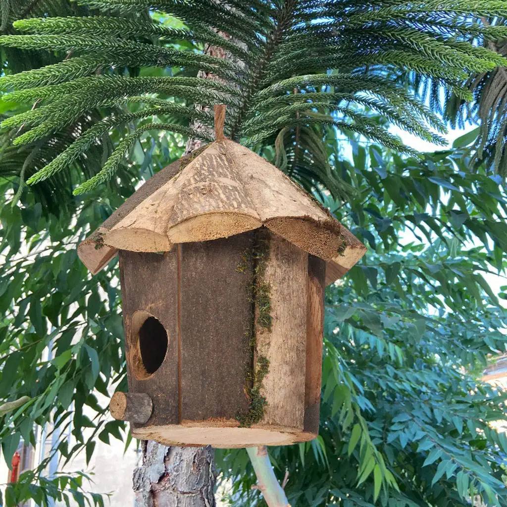 Outside Wooden Bird Nest Natural Decor Bird Hut Hummingbird House for Home Craft Wild Bird Nest Clearance Garden Birdhouse Decor 250206ww