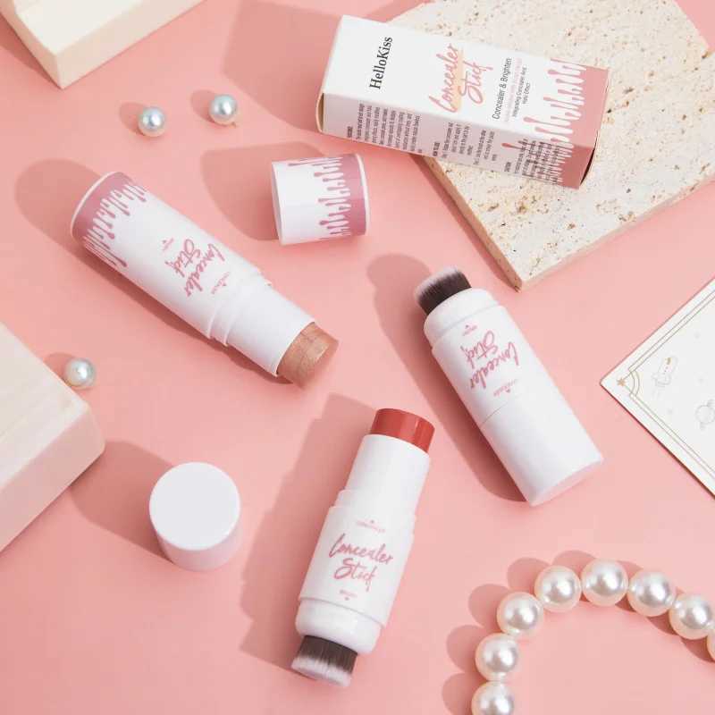 Dual-ended multi-functional contour foundation stick and b highlighter stick can be retouched to add bright and long-lastingW250217