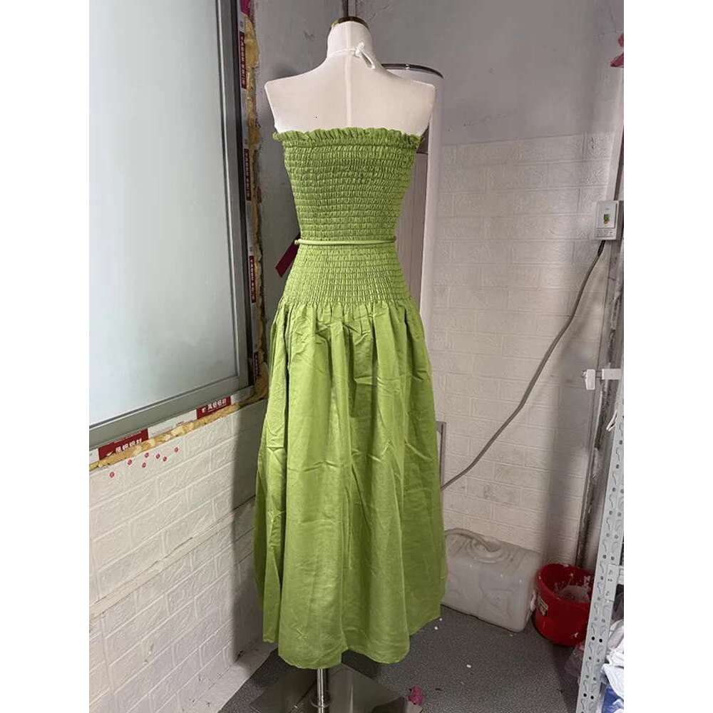 Elegant Women's Minimalist Solid Dresses Slash Collar High Waist Sleeveless Slim Evening Dress Spring 2025 New