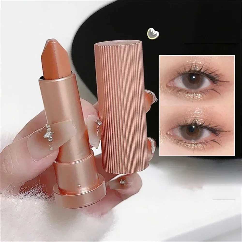Gradient Double Color Glitter Eyeshadow Stick with Lazy Highlighter Eyeshadow Pen Contouring Brighten Waterproof Eye MakeupW250217