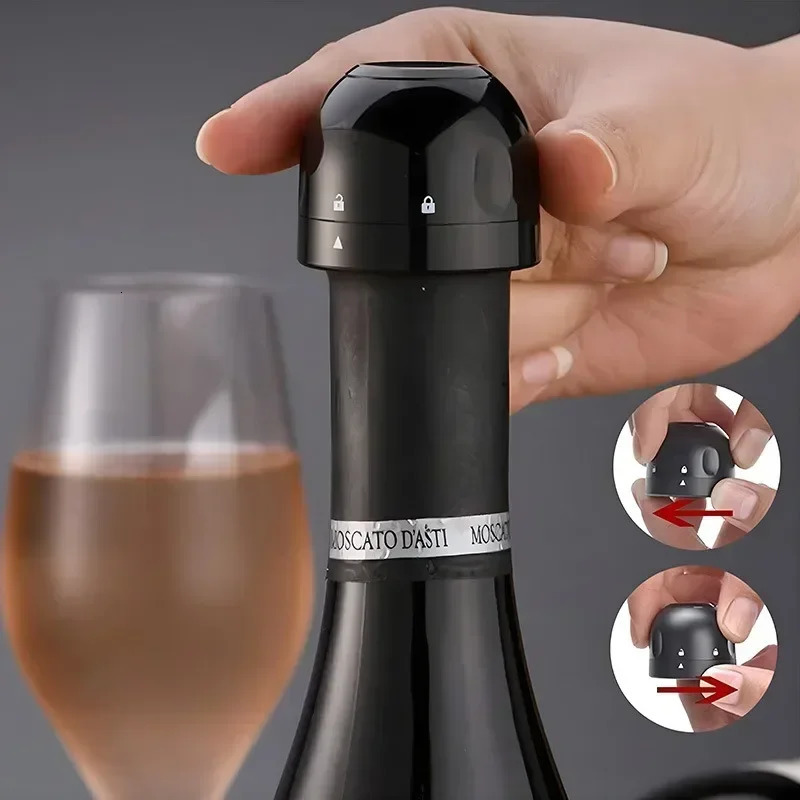 Vacuum Red Wine Champagne Stopper Rotating Lock Bottle Stopper Sparkling Wine Sealing Plug Household Red Wine Cork Bar Tool 250217