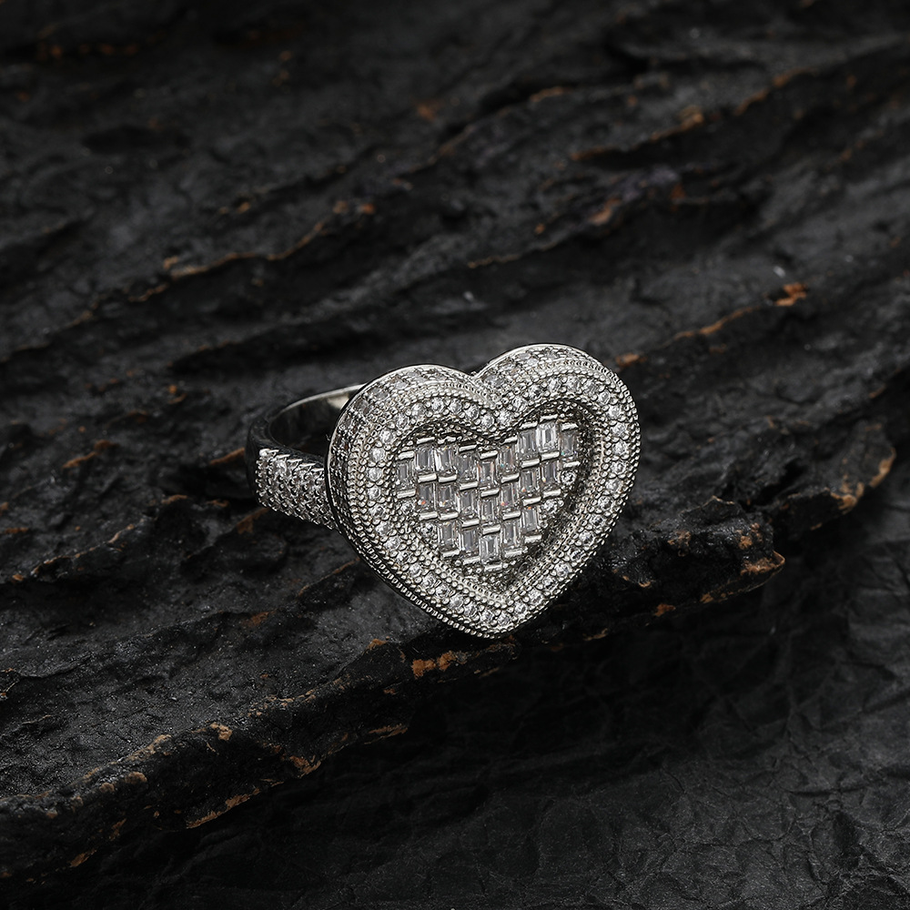 Classic Love Heart Ring 18k Real Gold Plated TopBling Full 5A T Zircon Jewelry Women Mens Couple Jewelry