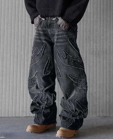 Streetwear Y2k Baggy Leisure Denim Pants Men And Women High Waist Jeans Harajuku ed Hip Hop Straight Leg Wide 250214