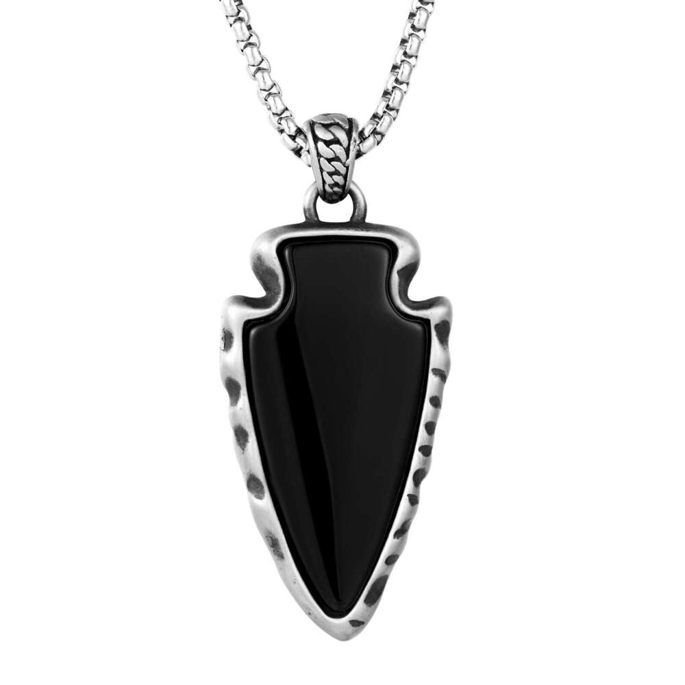New Fashion Natural Stone with Nordic Viking Style Stainless Steel Men's Pendant Necklace