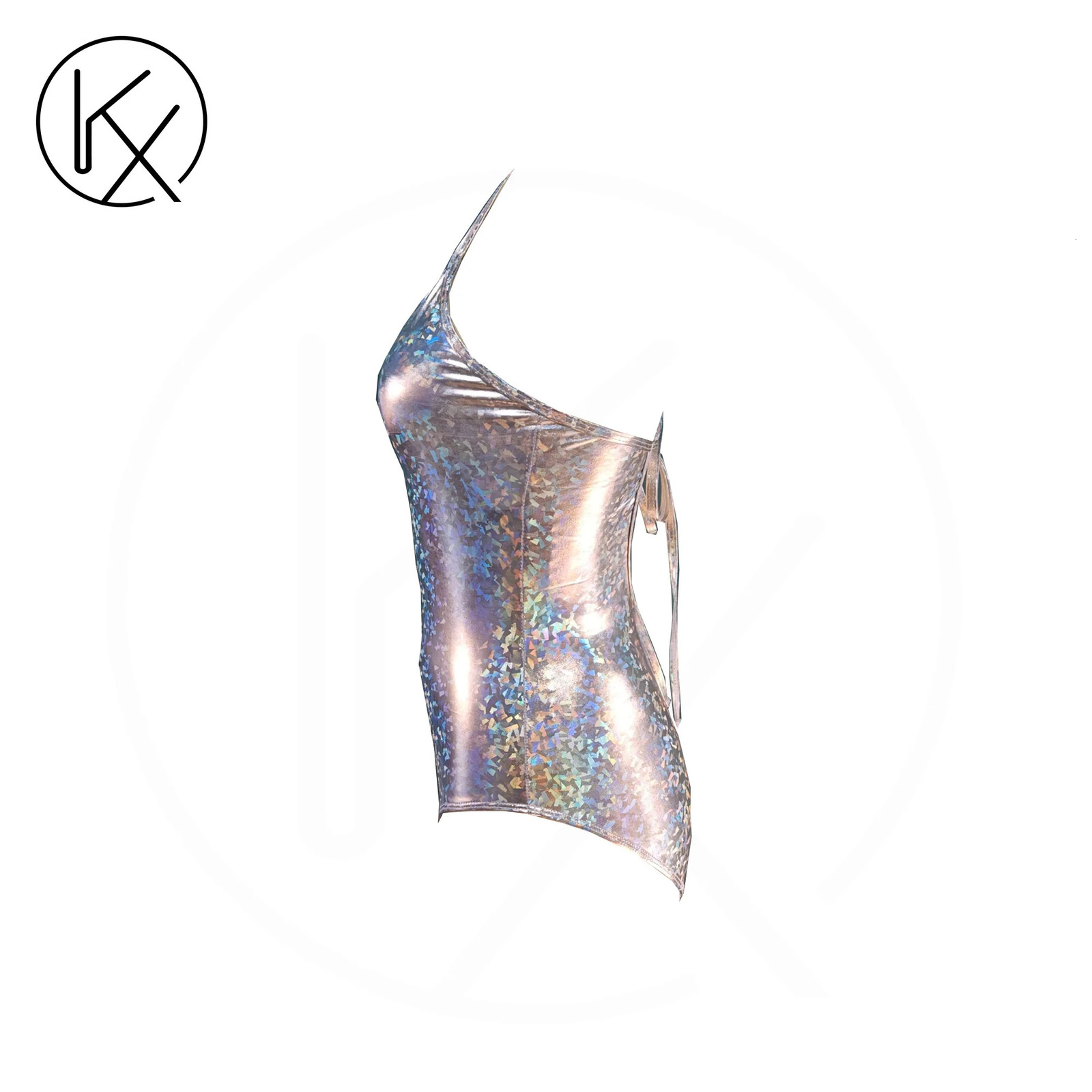 kaixiggmm Womens onepiece swimsuit sexy backlesssilveryhigh gloss shiny leather effect super water tender student set 250214