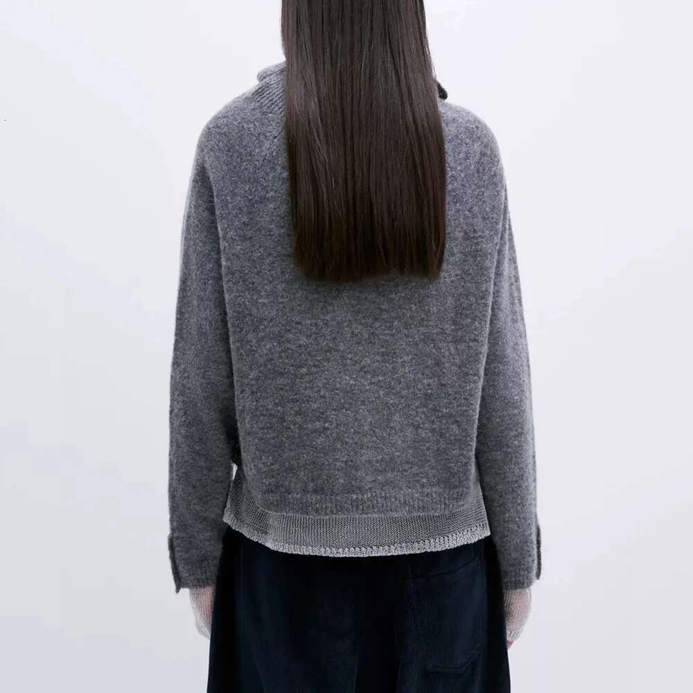 Wool Blend Women Pullover Y2k Single Breasted Decoration Simple Fashion Elegant Commuter Hundred Knit Tops Sweater Fall