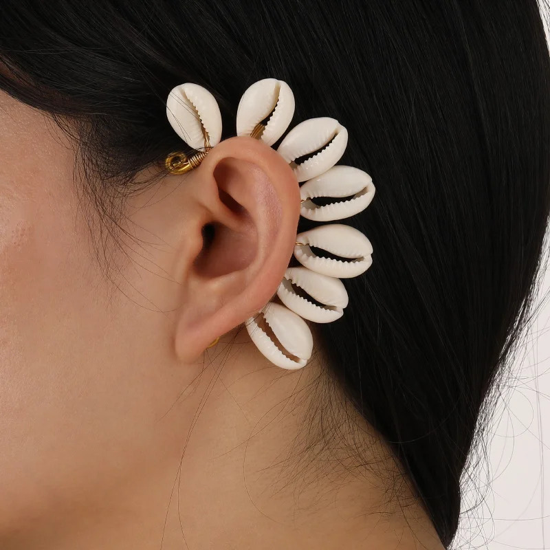 Shell Elf Ear Hanging Bohemian style Handmade production Earrings for ladies Simple temperament Vacation Punk earring 250213