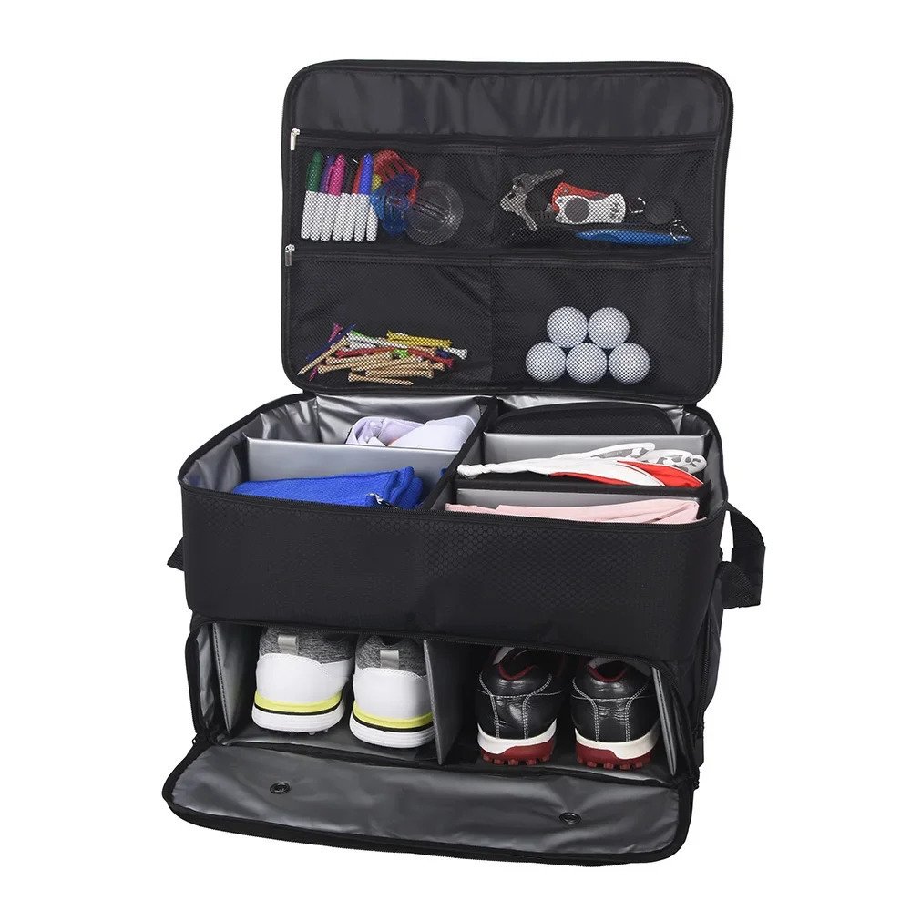 Golf Trunk Organizer Waterproof Car Golf Shoes Bag with Large Golf Storage Box for Shoes Balls Tees Clothes Gloves Accessories 250214