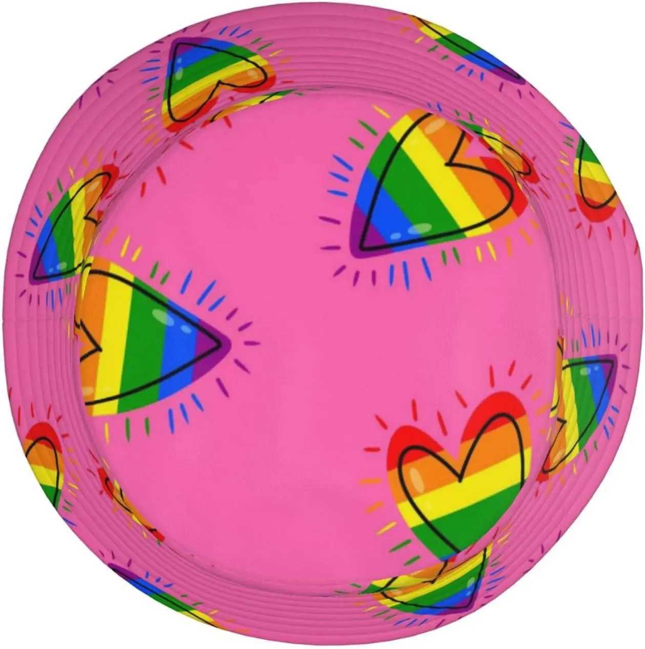 Gay bisexual bisexual and bisexual proud womens bucket hat summer rainbow heart printed hat packaged sun hat womens outdoor hat W250217