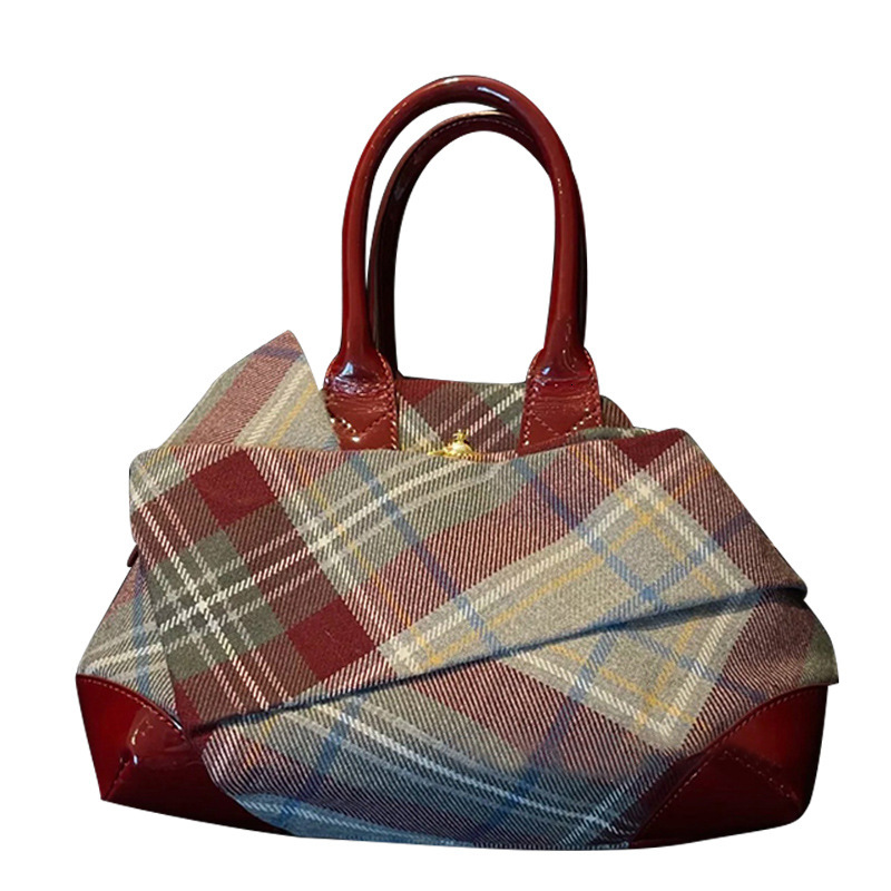 Women's Bags Spring/Summer New Casual Versatile Plaid Handbag, Planet Printed Canvas Bag, Single Cross Shoulder Bag