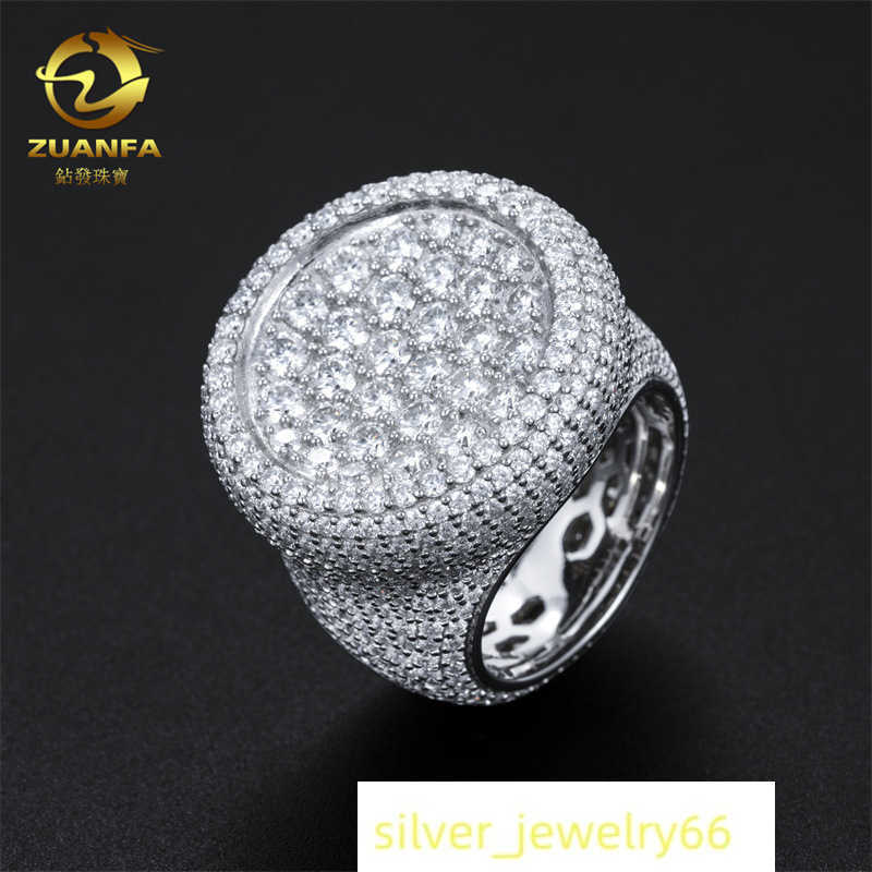 Hip Hop Ring 925 Silver Set D Color VVS Mosan Diamond Ring Mens and Womens Rings ins Fashion Trend Full Diamond
