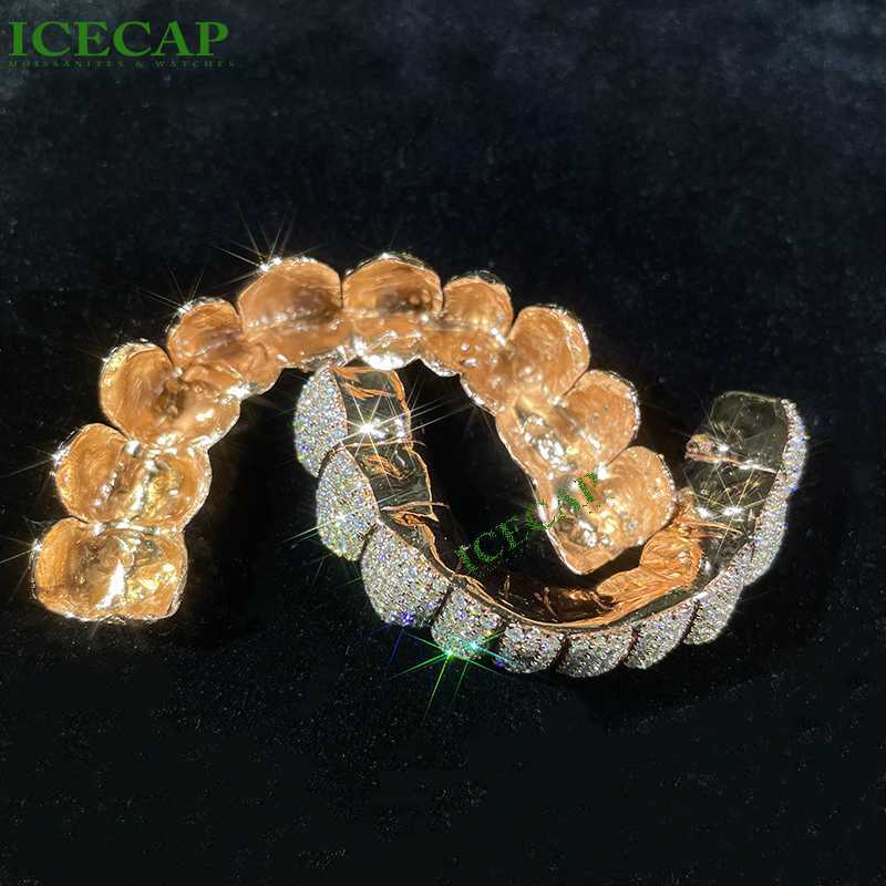 Custom VVS Moissanite Diamond Grillz For Teeth Single Iced Out Hip Hop Rose Gold Grillz Teeth 925 Sterling Silver Men Grillz