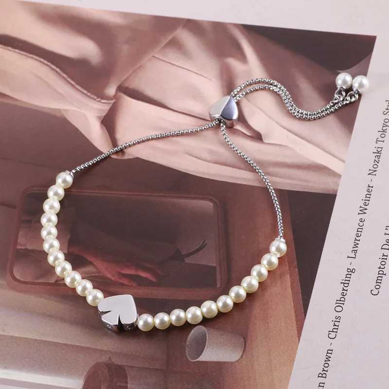 Charm Bracelets KS European and American New Unique Versatile Simple Fashion Heart Pearl Adjustable Bracelet J250217A4RE