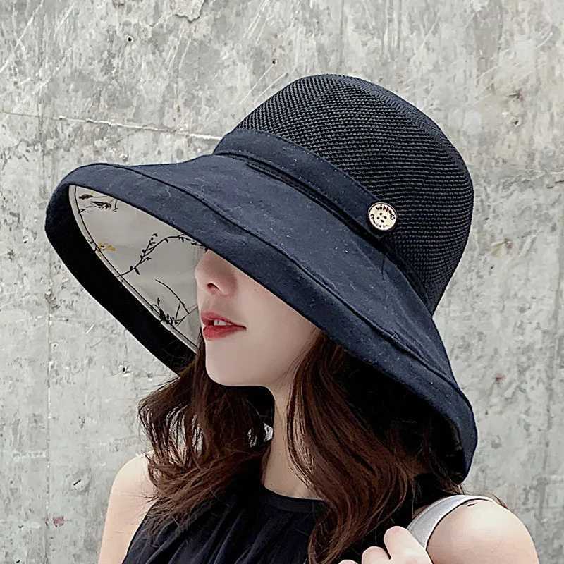 Women Mesh Sun Hats Summer Beach UV Protection UPF Packable Wide Brim Chin Strap W250217