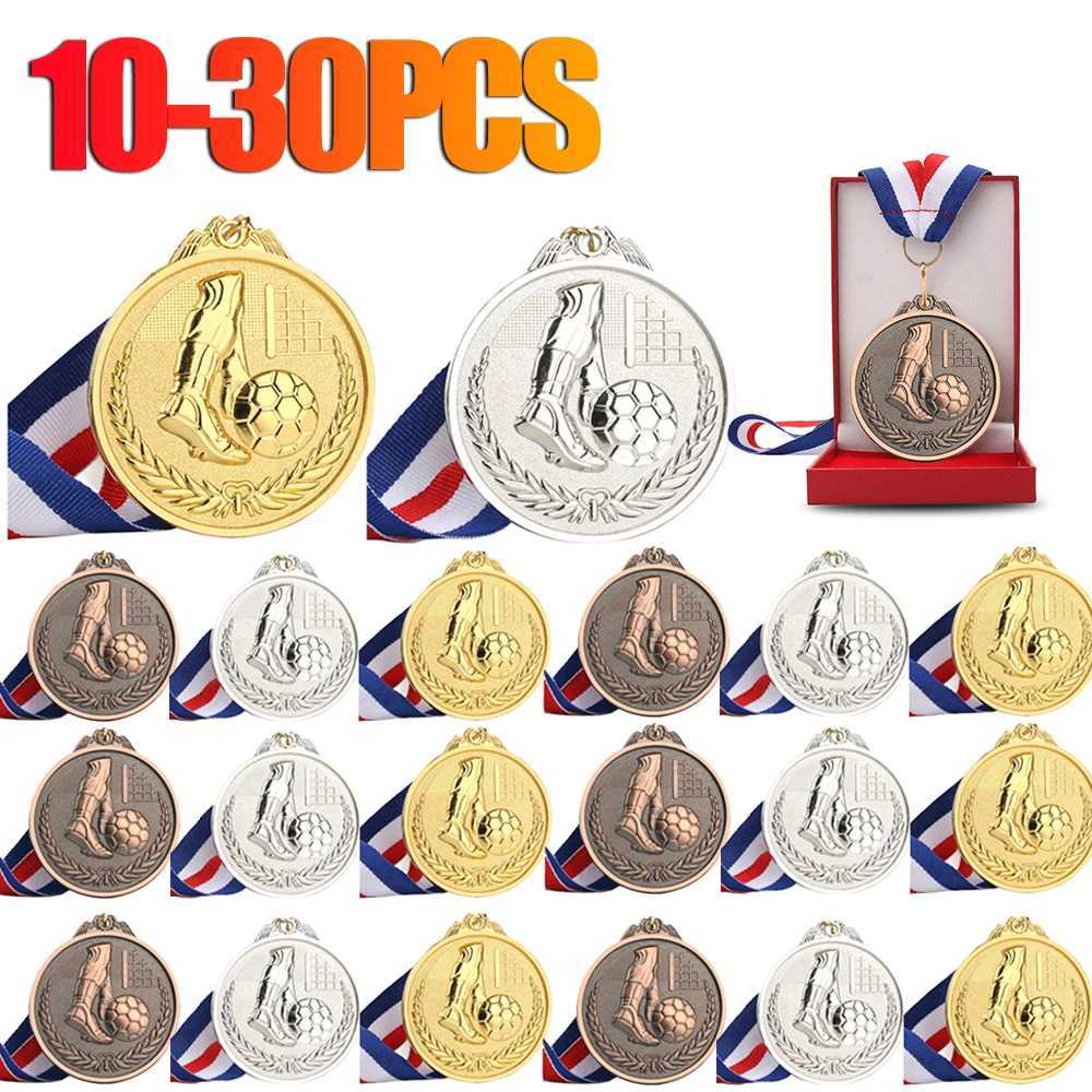 10-30PCS Gold Silver Bronze Sty Metal Award Medals Football Competition Medals Colction Gold Silver Bronze Souvenir Gift W250217