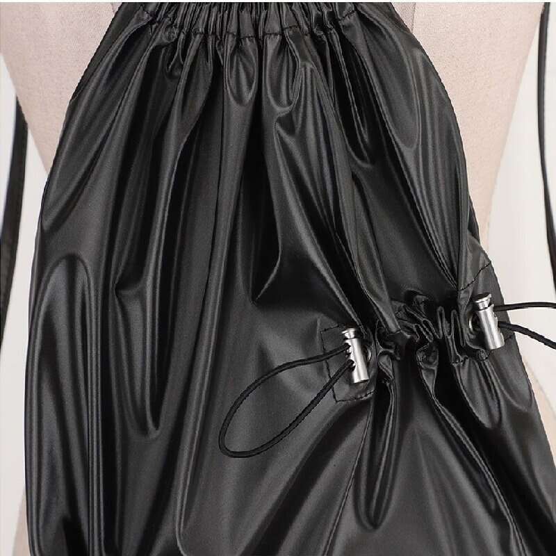 South Korea's East Gate New Irregular Drawstring Folded Strap Mouth Casual Large Capacity Versatile Bright Face Backpack Trendy