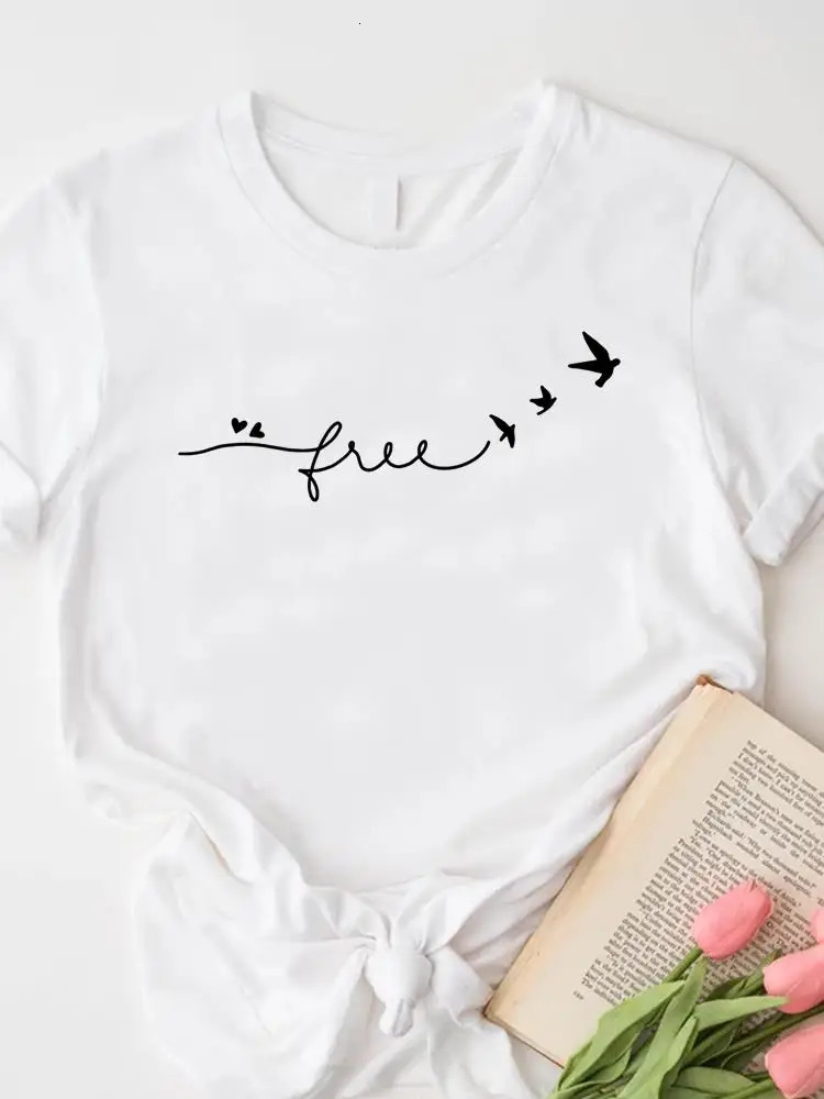 Womens T Female Short Sleeve Tshirts Clothing Tee Top Letter Style Cute Casual Graphic T-shirts Lady Women Fashion Clothes 250217