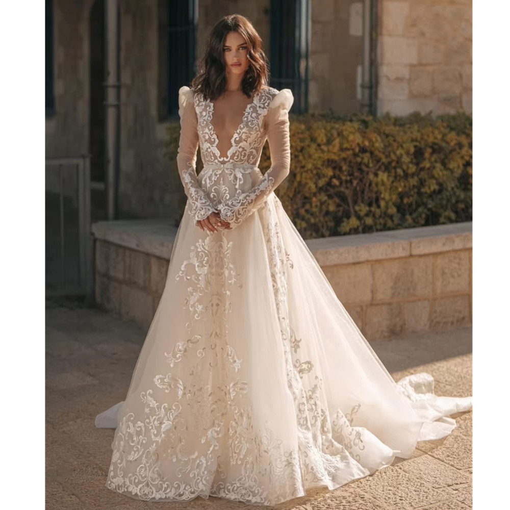 Classic A-Line Sleeveless Jewel Low Satin Wedding Dress For Party Elegant Backless Sweep Train Vestido De Novia 01