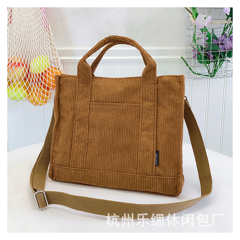Bag Women's Corduroy New Handbag Dual-Use Crossbody Korean Minimalist Tote Harajuku Class Commuting Bag