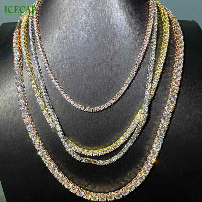 Custom VVS Moissanite 3mm 4mm 5mm 6mm Tennis Chain Necklace Bracelet 925 Sterling Silver Tennis Chain Hip Hop Jewelry For Women