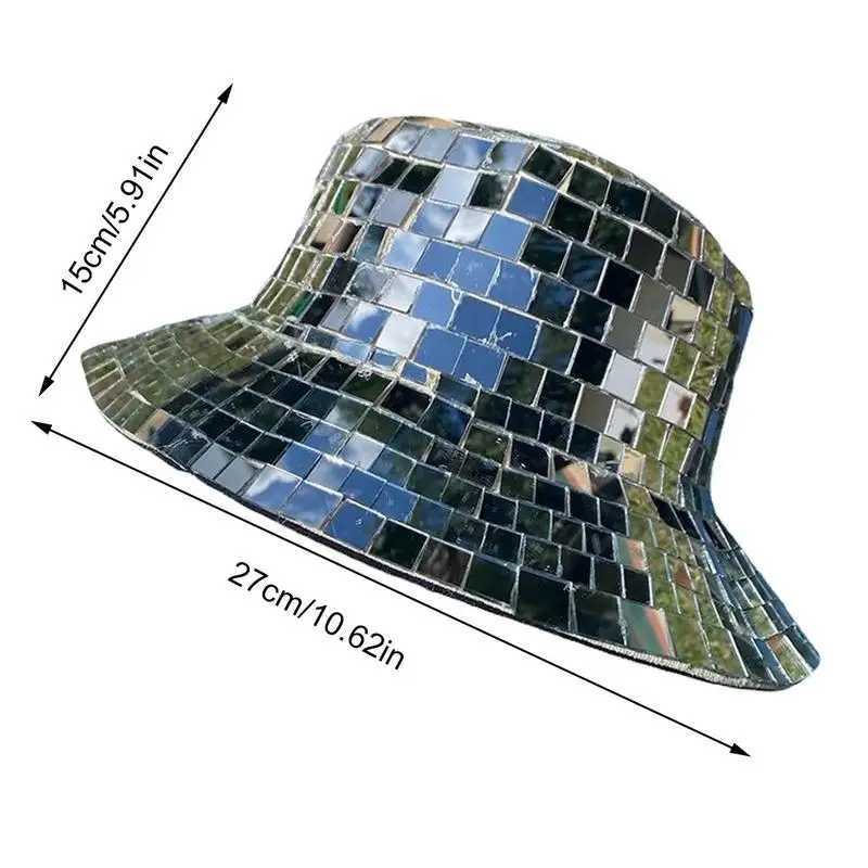Glitter Mirror Disco Bucket Hat Full Sequin Disco Ball Hats For DJ Club Bar Unisex Disco Ball Festival Visor Beach Fisherman Hat X250217