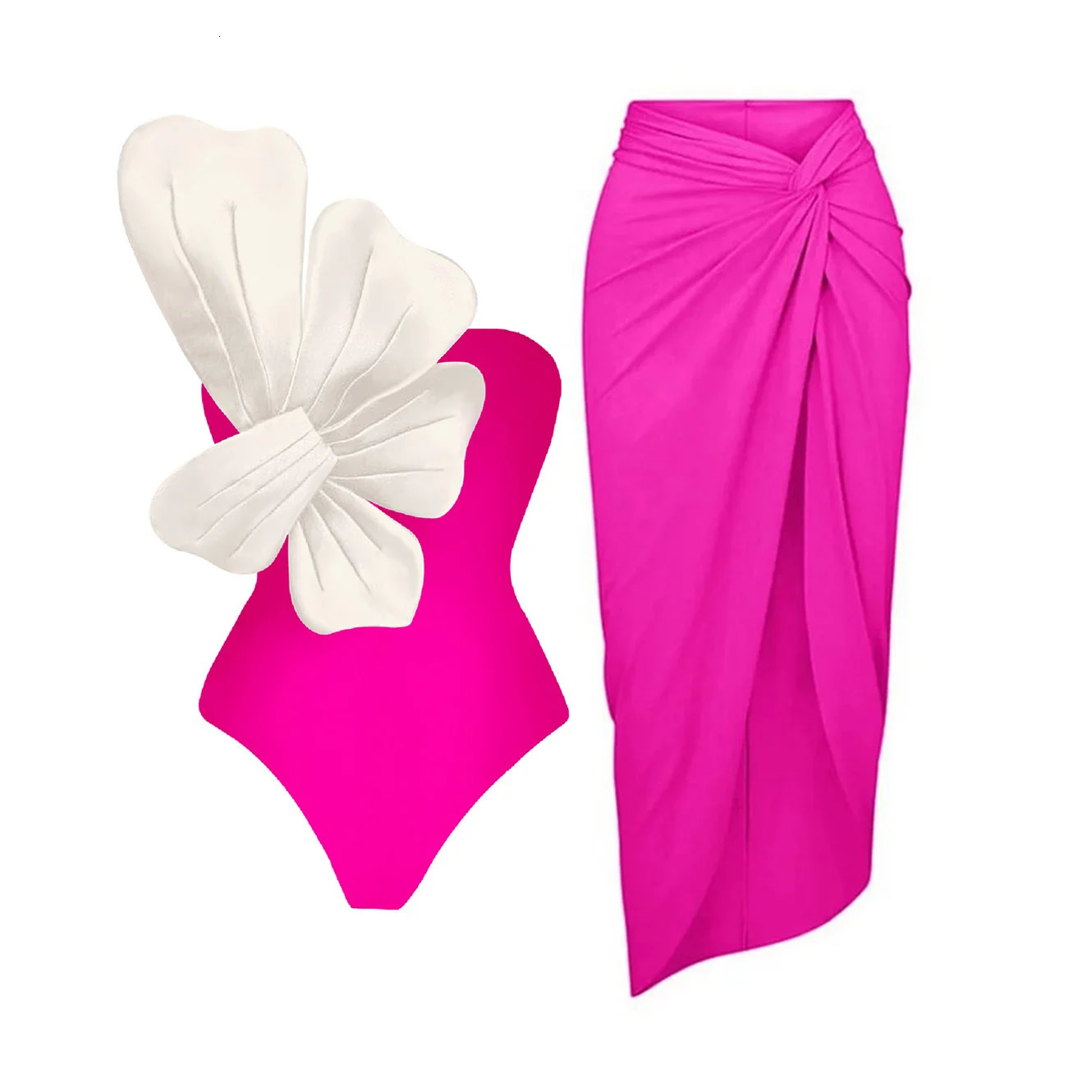 Flower One Piece Swimsuit With Cover Up y Women Swimwear Monokini Bodysuit Swim Suit Bathing Belt Beach Wear 250214