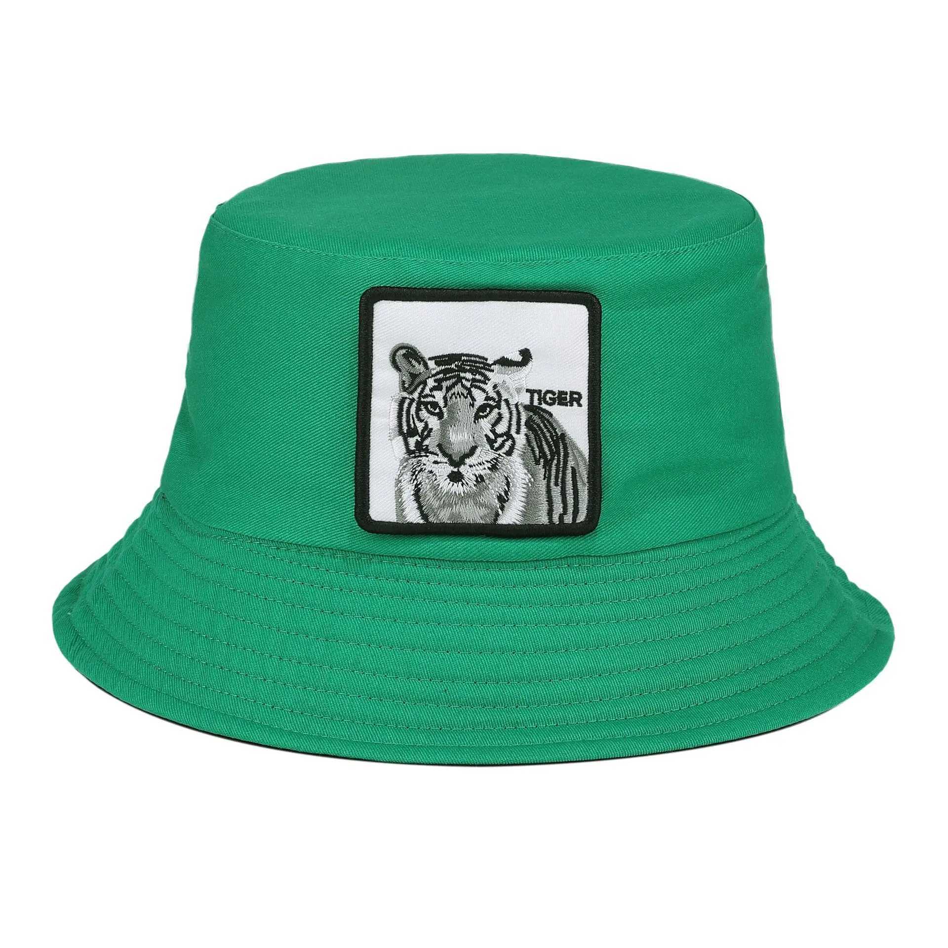 Animal Labeled Wide Brim Fisherman Hat Outdoor Travel Sunshade Basin Bucket Hat for Sun Protection Fishing Cap W250217