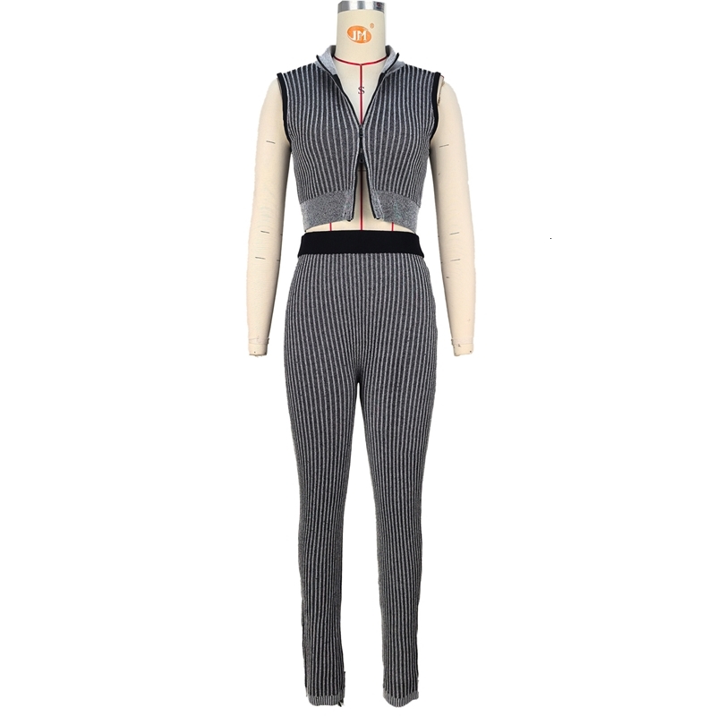 Womens Tracksuits Two Pieces Set 2025 New Fashion Casual Sexy Knitted Low Cut Exposed Navel High Waist Pants
